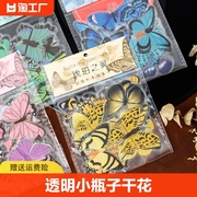 透明小瓶子干花书签手工压花材料包diy 学生创意塑料自制植物标本diy学生作业创意手工材料包书签随身携带