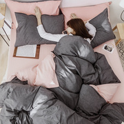 床上1.8素色床笠m拼接北欧全棉棉纯四件套棉，被套水洗简约定制床单