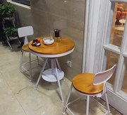 实木铁艺阳台桌椅三件套创意休闲户外奶茶桌椅组合V实木咖啡桌茶