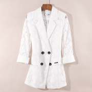 白色蕾丝镂空小西装外套女夏季防晒开衫外搭披肩上衣薄款西服6239