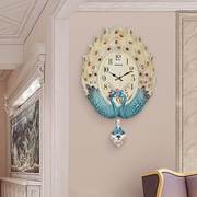欧式孔雀挂钟客厅艺术钟表，创意时尚静音挂表家用时钟，壁挂北欧挂表