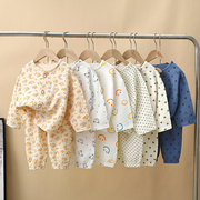 婴儿棉纱睡衣女宝宝夏装儿童，1岁半2纯棉3春男童，夏季衣服套装薄款4