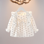 女童长袖娃娃衫棉布衬衣，1-3岁女宝宝秋装棉布，衬衫婴幼儿洋气上衣