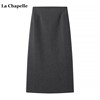 拉夏贝尔/La Chapelle冬季高级感毛呢半身裙开叉包臀裙半裙女