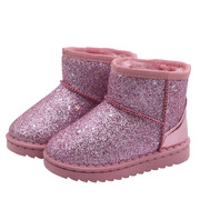 儿童鞋子女童雪地靴亮片，2023冬季防水棉鞋男加绒加厚中大童靴