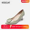 kisscat接吻猫秋款羊皮水钻浅口套脚细高跟单鞋女鞋ka21100-13