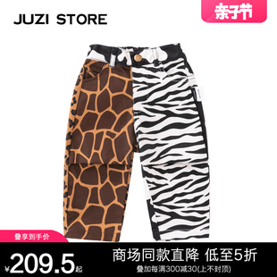 JUZI STORE童装帆布动物图案下装纯棉长裤中性男女童1220002