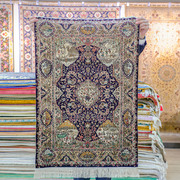 真丝地毯60x90cm传统波斯地毯图案高道数挂毯收藏地毯
