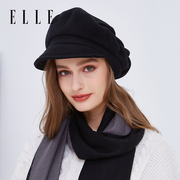 ELLE法式时装帽女秋冬季时尚优雅帽子洋气百搭小帽檐鸭舌礼帽