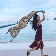 沙滩防晒披肩女夏民族风，围巾泰国旅游丝巾超大海边纱巾长款沙滩巾