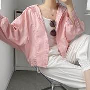 韩版夏季蝙蝠袖连帽衬衫，外套上衣防晒衣女，2021长袖空调衫女l2