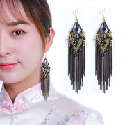 沐尔雅长款夸张流苏耳环2020韩国时尚气质高级感手工耳坠银针