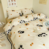 原创桔子可爱小猫全棉四件套纯棉柔软被罩儿童学生床用三件套1.5m