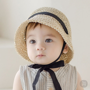 韩国宝宝防晒帽子夏季薄款婴儿童草帽渔夫帽遮阳婴幼儿男童帽女童