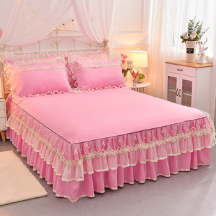 韩版蕾丝床裙单件公主，席梦思床罩床套1.81.5米加厚床垫防滑保护套