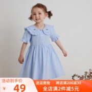 女童连衣裙夏季2023公主，裙纯棉宝宝洋气，儿童高级感学院风白色