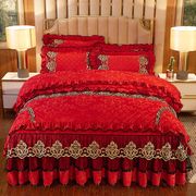 欧式床上床裙四件套加厚秋冬季保暖双面，纯色床罩被套1.8m床品床套