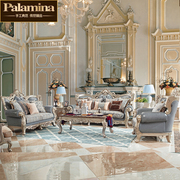 欧式真皮沙发组合123 美式实木沙发客厅整装家具简欧法式别墅奢华