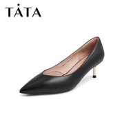 Tata他她细跟浅口单鞋女时尚尖头小皮鞋高跟鞋秋商场同款7SF01AQ2