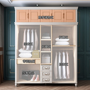 美式衣柜简约现代大衣橱，欧式实木白色，大小户型卧室经济型收纳衣柜