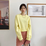 韩系温柔奶黄色卫衣女奶系小个子无帽高级感小众设计感鹅黄色外套