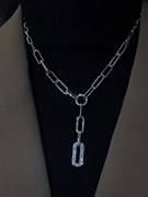 简约闪钻链条金属项链，高级感个性毛衣链，2021年潮网红锁骨链女
