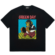 Green Day绿日朋克PUNK乐队卡通摇滚T恤重磅加厚全棉半袖TEE男女