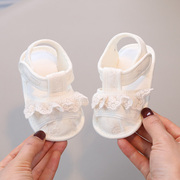 婴儿鞋凉鞋女宝宝布鞋夏季1岁花边公主鞋，包头护脚步前鞋6-12个月8