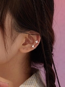 925纯银星星耳夹无耳洞耳骨夹女十字，小众设计耳钉耳环耳饰