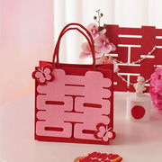 新中式双喜字结婚伴娘伴手礼袋袋粉色喜糖盒新婚礼袋结婚用品