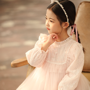 女童2023秋季蕾丝公主，连衣裙中大童蓬蓬裙礼服，表演服超仙裙子