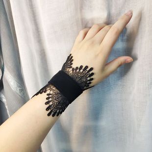 悦己设计 上线遮盖纹身 手链饰品女小众设计黑色蕾丝手链