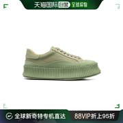 香港直邮jilsander吉尔，桑达女士运动鞋绿色，低帮系带百搭厚底