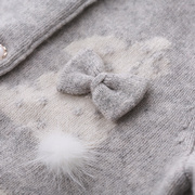 女童毛衣纯山羊绒开衫宝宝圆领，儿童羊毛针织衫，中小童外套秋冬