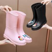 韩国时尚中筒学生雨靴春夏，雨鞋女士纯色，水鞋可爱防滑胶鞋套鞋