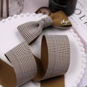 手工制作发饰材料韩国进口丝带，diy蝴蝶结发夹，双色格子带头饰配件
