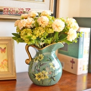 陶瓷小花瓶摆件客厅，插花欧式美式餐桌家居复古仿真花，干花装饰北欧
