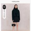 VGRASS黑色纯羊毛双面呢短外套女春季时髦复古经典翻领夹克