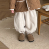 儿童裤子韩版冬季女童纯色加绒运动裤，宝宝百搭洋气灯笼卫裤