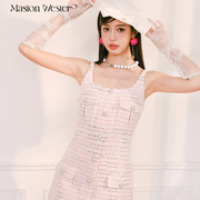 masionwester2024春夏女装糖果，粉色通勤气质，编织小香风连衣裙