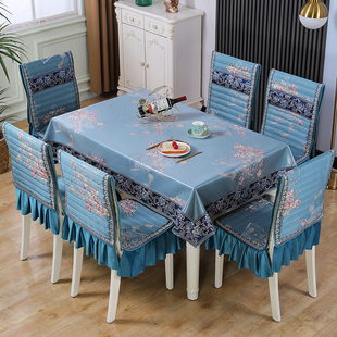桌椅套布艺套装棉麻椅子，套欧式家用餐桌椅子套罩餐桌布椅套椅垫