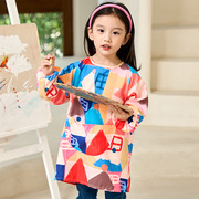 儿童画画罩衣幼儿园长袖防水围裙男孩美术书法罩衫女宝宝吃饭围衣