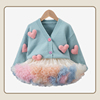女童衣服服装春秋洋气儿童毛衣，公主裙针织，外套搭配tutu裙套装
