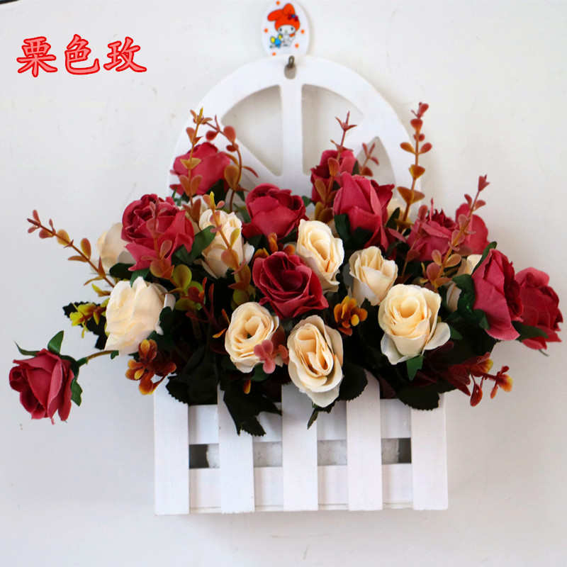花木质栅栏仿真雏菊绢花摆件太阳墙壁家居装饰花壁挂花套装花艺