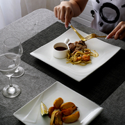 西餐牛排盘餐具套装创意，牛排叉套装，日式陶瓷简约黑线家用餐盘