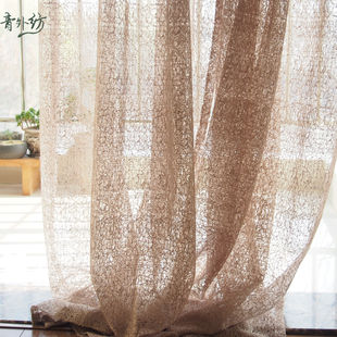 外贸欧式美式现代简约成品，窗帘窗纱卧室，客厅纱帘柜帘水溶鸟巢纹