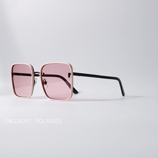 小众方框撞色设计太阳眼镜uv400防紫外线辐射马卡龙(马卡龙)配色个性墨镜