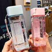 透明方形塑料杯简约个性水壶学生ins创意耐高温太空杯子食品级