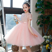 儿童礼服公主裙粉色女童，钢琴演出服演奏婚纱毕业170码蓬蓬纱裙子
