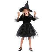 万圣节儿童女巫服装女童巫婆，cos化装舞会，精灵公主裙巫女装扮衣服